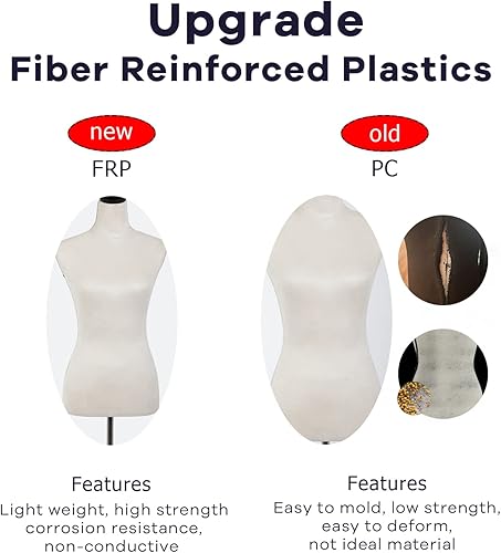 Miniatura 2 de Maniquí, Cuerpo Femenino Maniquí Torso 60-67 Pulgadas Altura Ajustable, Mujer Cuerpo Torso Ropa Maniquí con Trípode Soporte para Costura Vestido