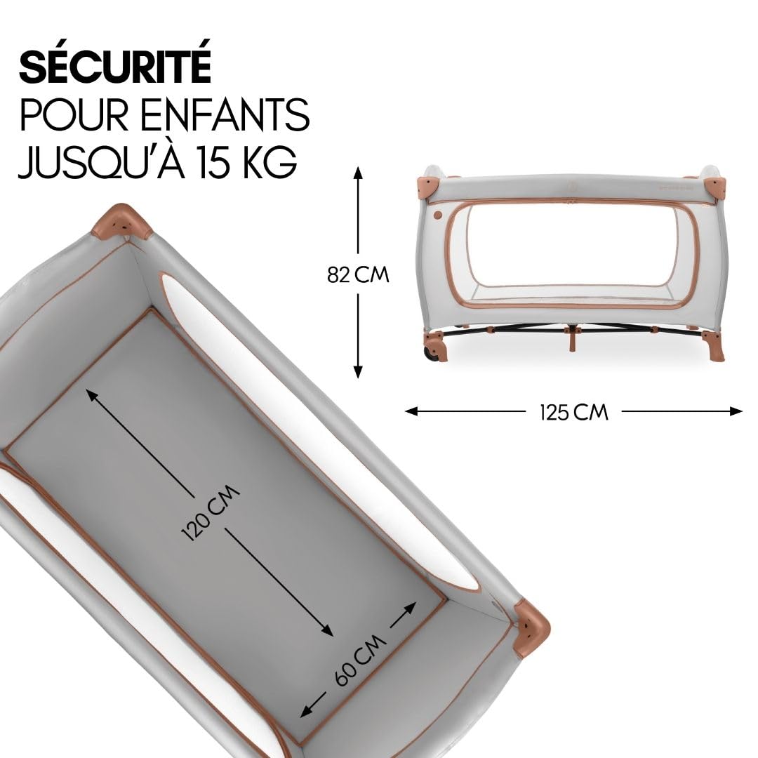 hauck Lot Lit Parapluie Bebe avec Matelas Sleep N Play Go Plus XXL - Inclus Moustiquaire, Alèse, Drap Housse, Sac de Transport, Pliable, Dusty Cork