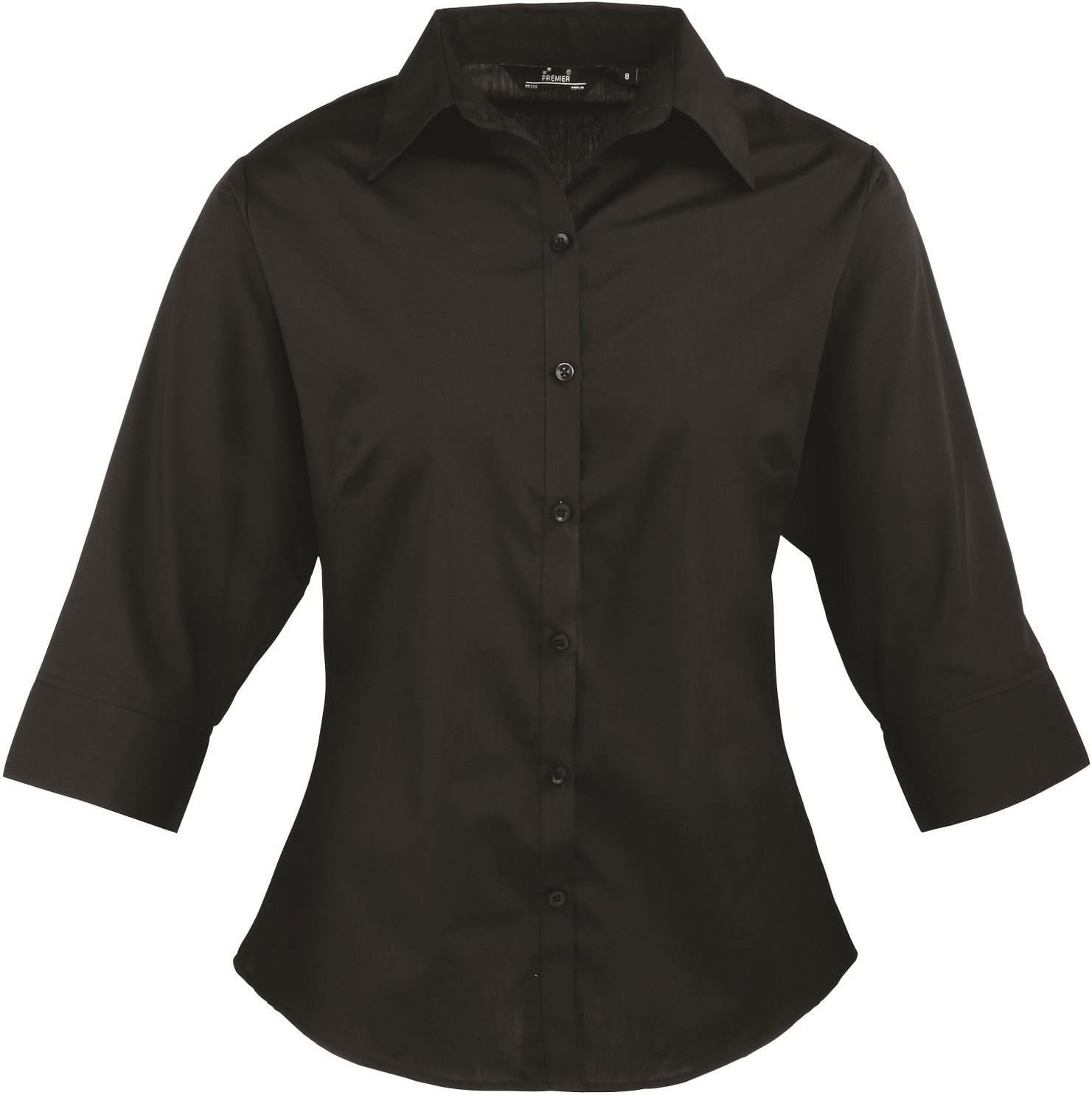 Workwear Women's Ladies Poplin 3/4 Sleeved Blouse, Black, 10 UK