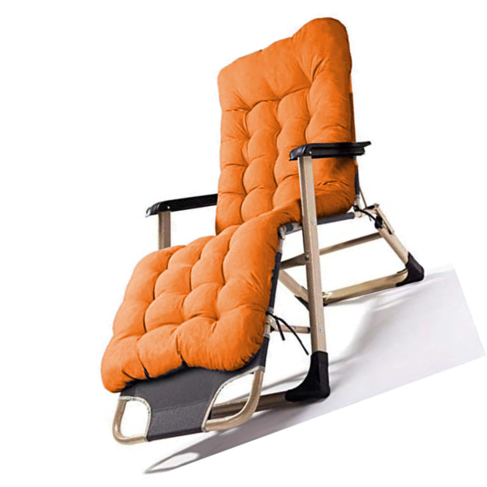 VisLarsc Cushion for Sun Lounger with Straps lightweight Durable Lounger Pad Sunbed Cushion Sun Lounger Cushion Only Anti-Slip Garden Lounge Chair Cushion (Orange,100 * 40)