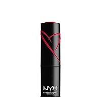 Vista 19 de NYX PROFESSIONAL MAKEUP Lápiz labial satinado Shout Loud, infundido con manteca de karité - Objetivos de esposa (Azul Rojo)