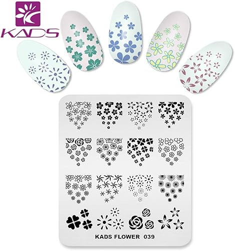 Miniatura 4 de KADS Nail Art Stamp Plate Flower Series Placa de estampado de uñas Plantilla Placa de imagen Placa de arte de uñas Herramienta de decoración de