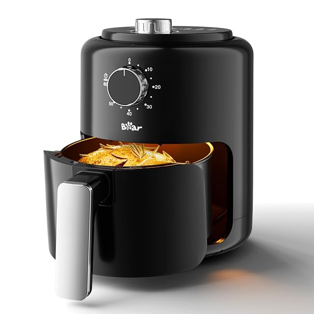 Bear Small Air Fryer 2 1 QT Mini Airfryer Adjustable Time Temp Control Compact Size Space Saving for