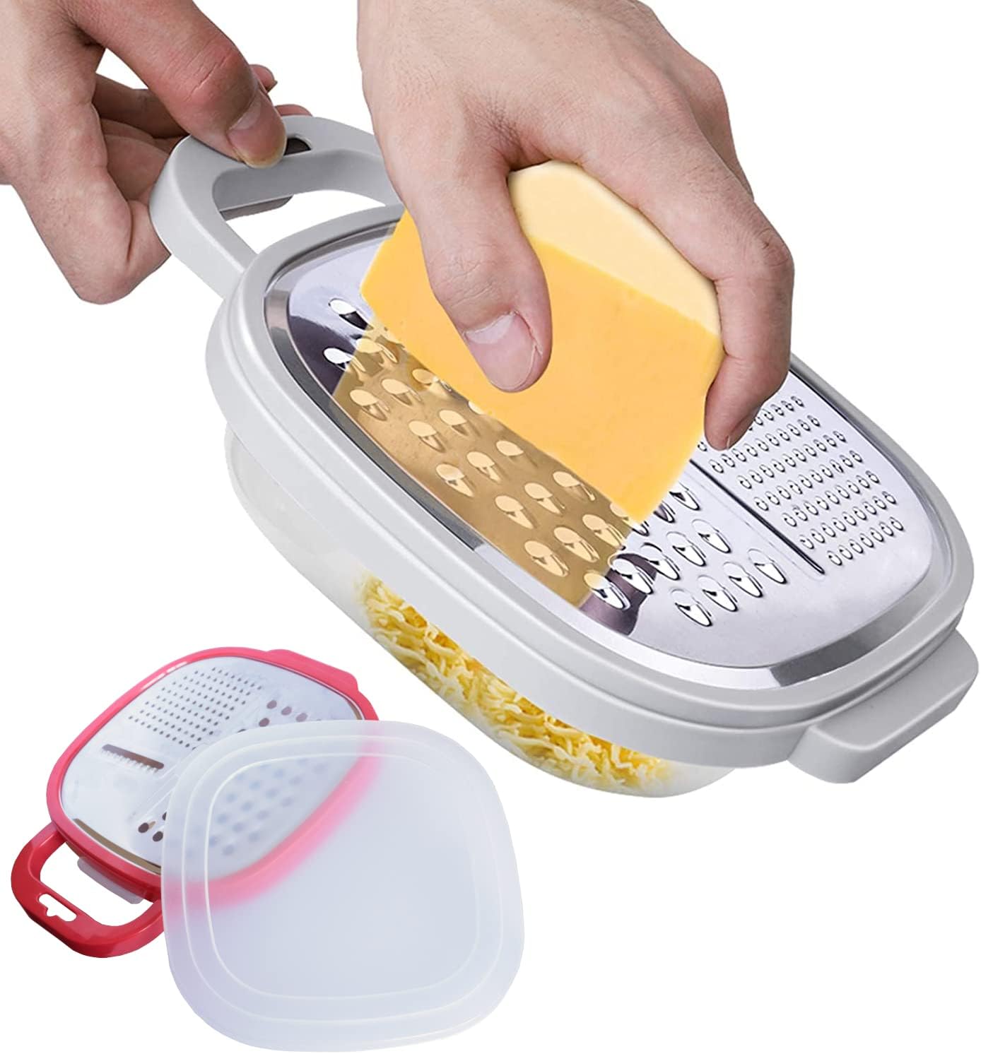 Grattugia Manuale Con Contenitore - 3 Lame Acciaio Per Formaggio E Verdure - Foto 6