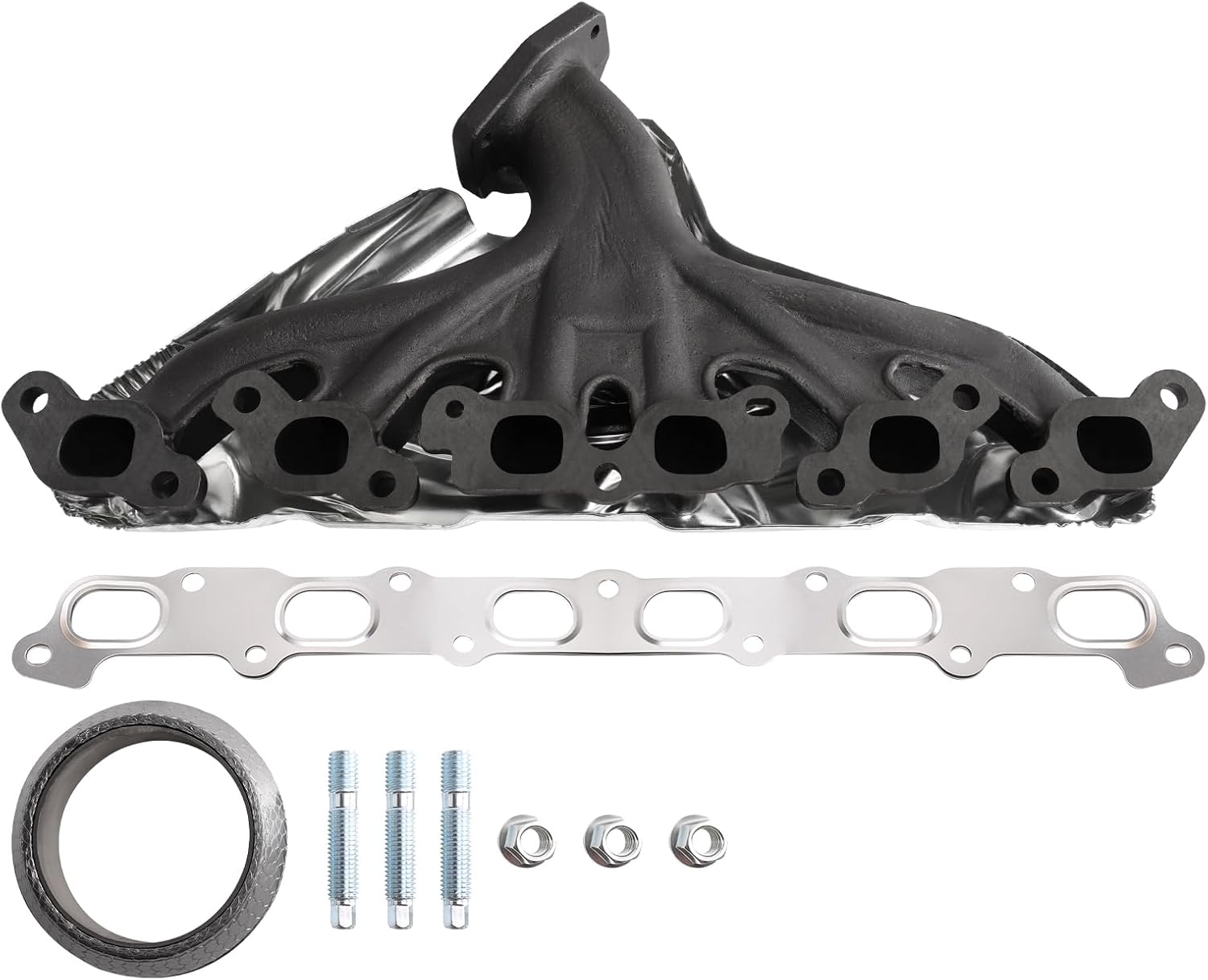 Exhaust Manifold Kit With Includes Required Gaskets And Hardware Compatible With 2004-2005 Trailblazer & Envoy, 2004-2005 Rainier, 2003-2005 Ascender Bravada 9-7X 4.2L L6 OE: 674-777 EPA