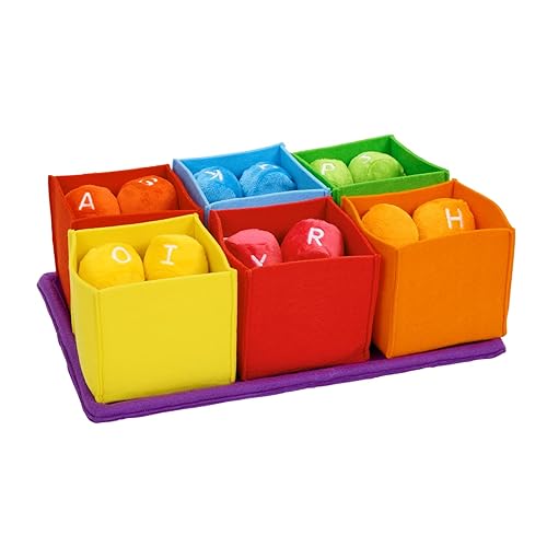 Miniatura 5 de Excellerations Colorido juguete de clasificación y conteo para niños pequeños, 19 piezas de clasificación de felpa y 1 tapete de felpa lavable de 24