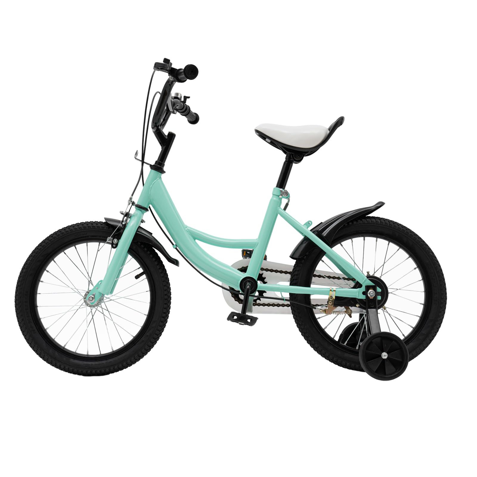 Bici per bambini da 16 pollici, con ruote di supporto rimovibili, robusto acciaio al carbonio, per bambini, sella e manubrio regolabili in altezza, doppio sistema frenante, per bambini dai 5