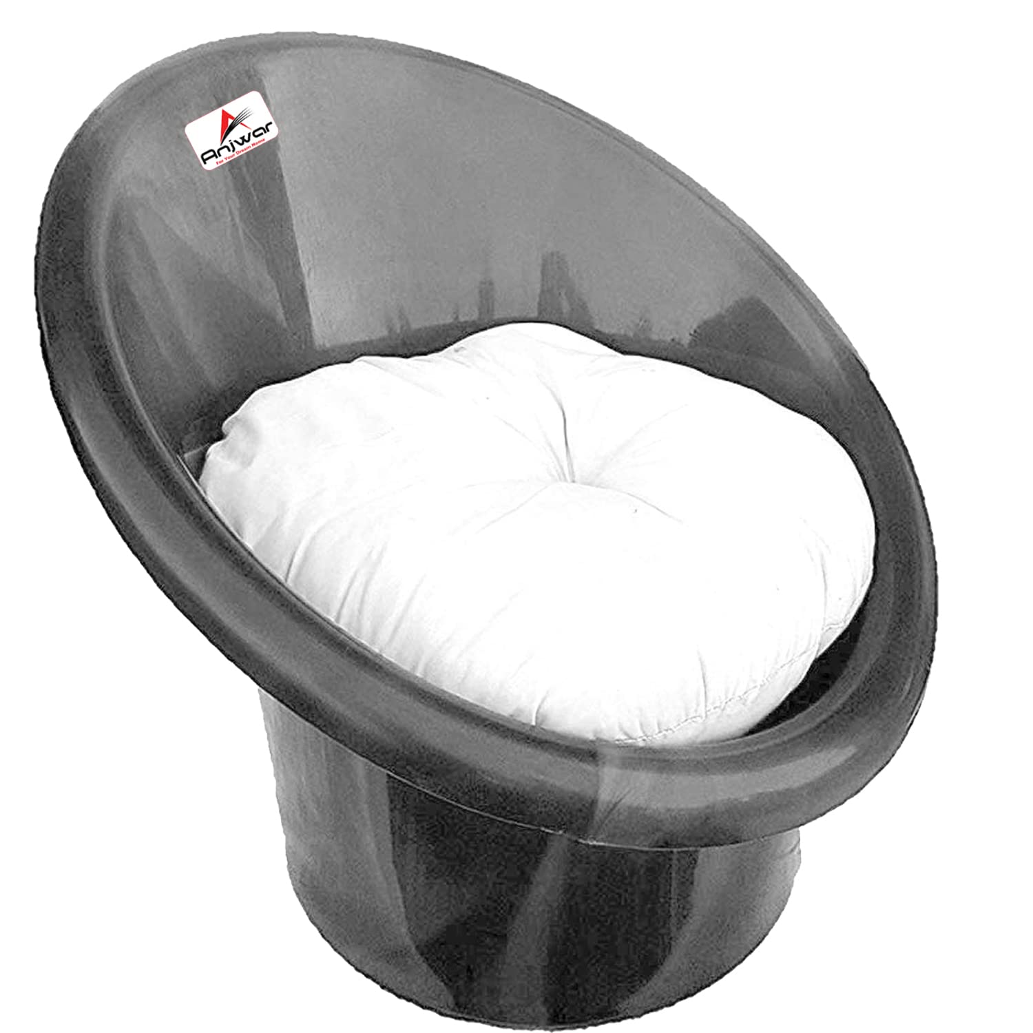 ANJWAR Plastic Tub Chairs/Arm Chairs/Chairs For Home, Living Room/Indoor And Outdoor Chairs With Complimentary Cushions Set Of 02 (Silver Black) 1