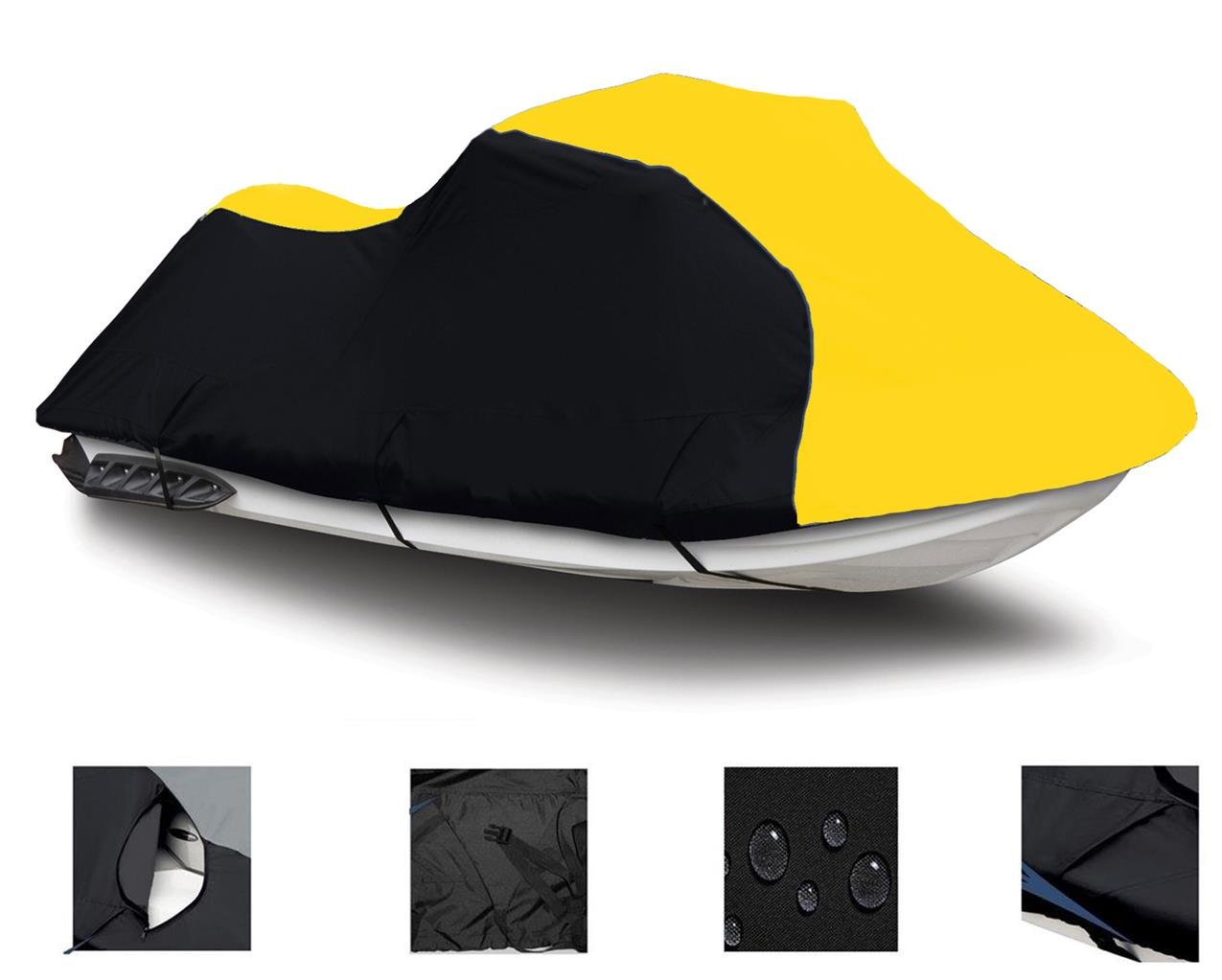 SBU Black/Yellow Heavy-Duty Cover Compatible for Sea Doo Sea-Doo Bombardier GTI 2006 2007 2008 2009 / SE 155 2007 2008 2009 2010 Jet Ski Cover