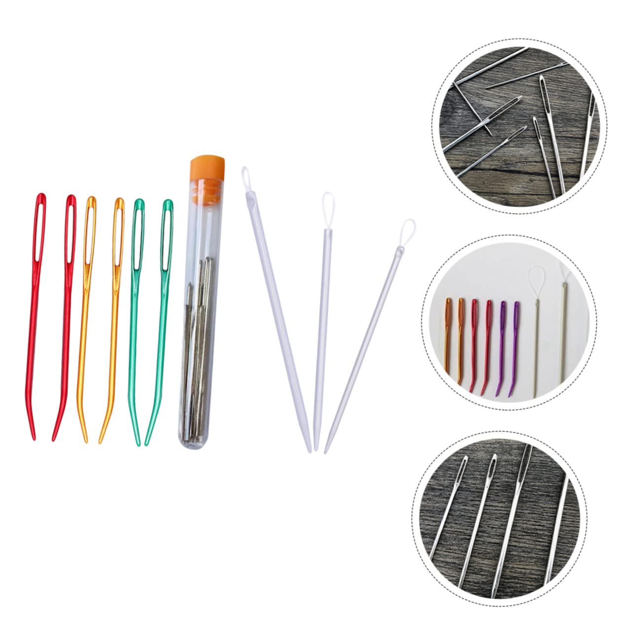 VILLCASE 5juegos Agujas De Coser Ojo Grande y Agujas Curvadas Kit De Herramientas De Costura Para Manualidades y Reparaciones Textiles Para Principiantes y Expertos