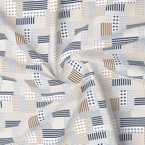 Image of Layers 100% Cotton Bedsheet for King Size Bed | Lumina Floret Collection | 144 TC Soft & Breathable | Printed with 2 Pillow Covers | Wrinkle Free & Colorfast | 3 Piece Bedding Set - Blue & Brown
