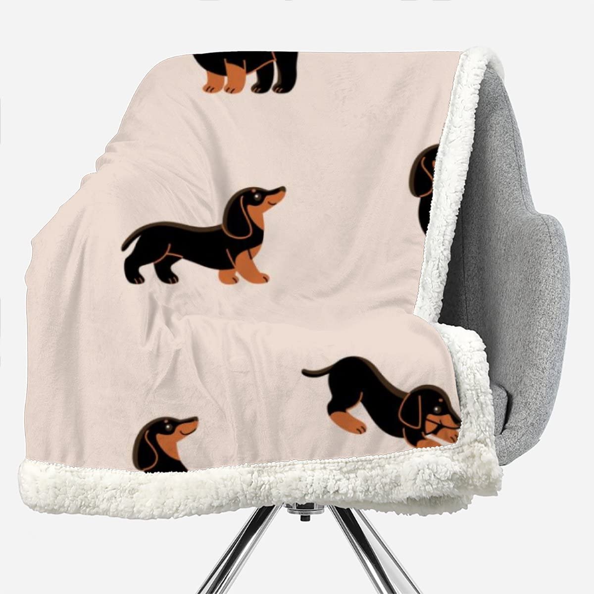 3D Dackel Decke 130x150cm Warmer Winter Weich Cartoon Tier Hund Kuscheldecke Microfaser Sherpa Wohndecke TV Decke Flauschige Couchdecke für Kind Weihnachten Geschenk Blanket