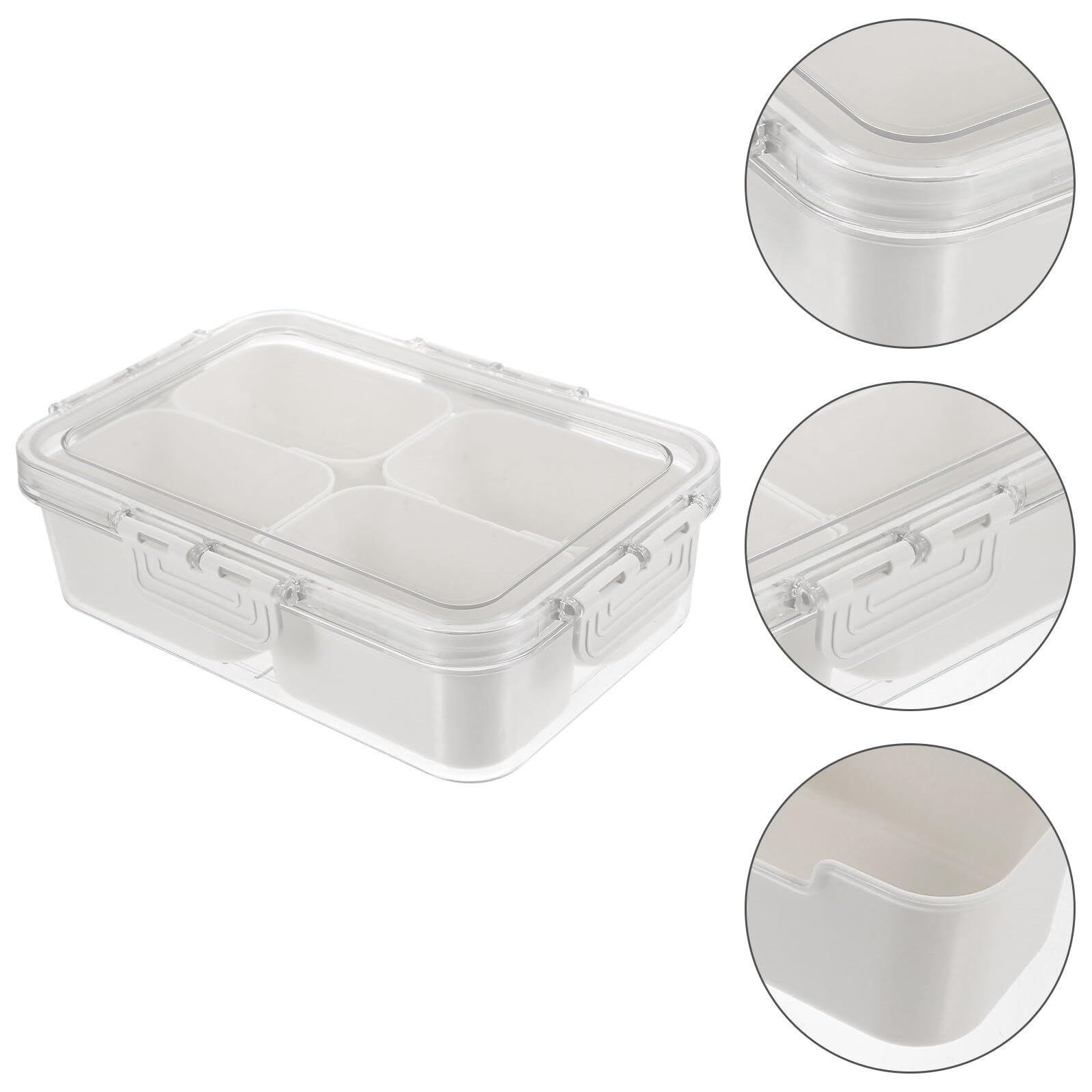 OUNONA 2 Stück Teiliges Durchsichtiges Gewürz Snackbox Fächern Luftdichtem Deckel und Abnehmbaren Trennwänden Tragbarer Organizer für Gewürze Nüsse Früchte und Süßigkeiten