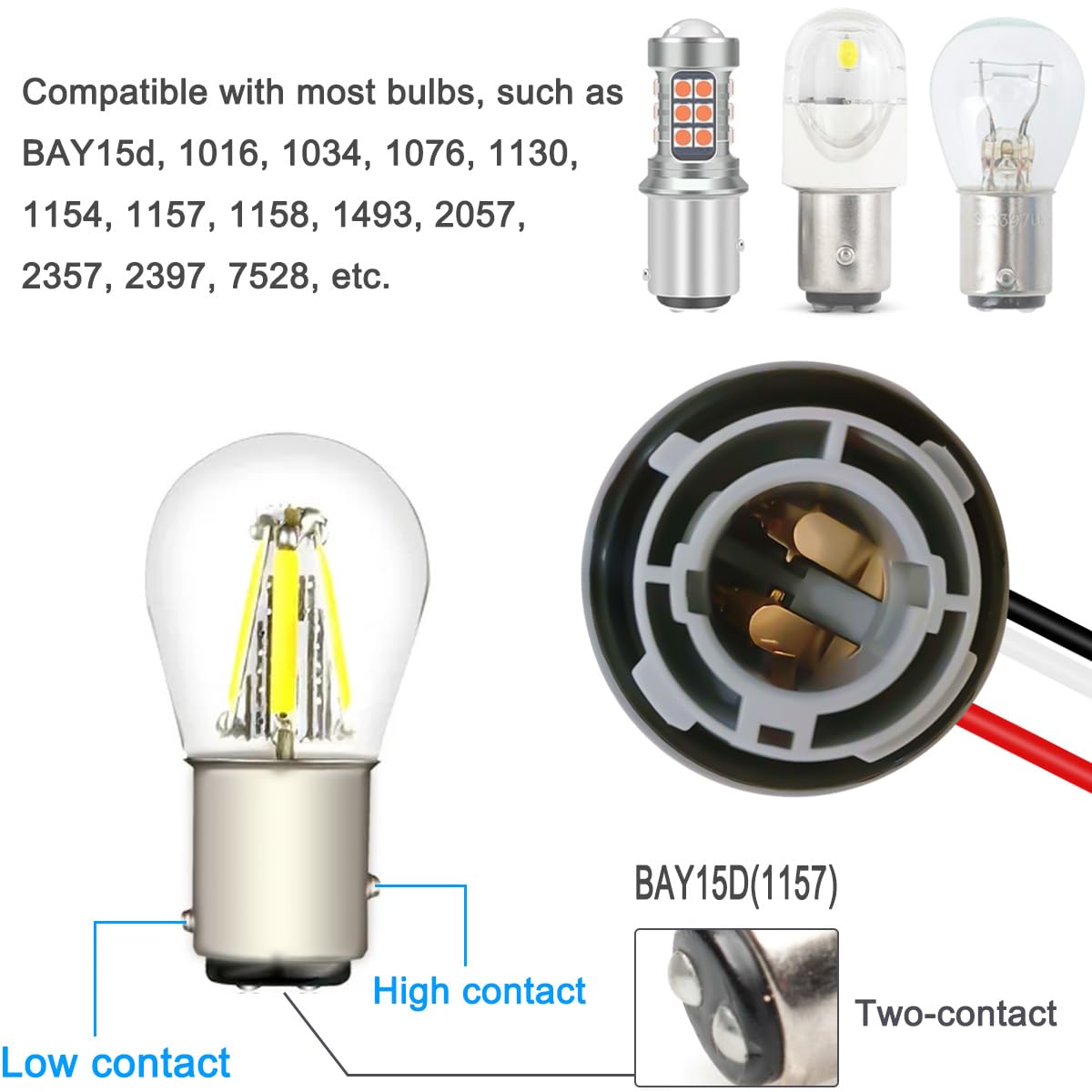 Portalampada LED 1157, portalampada 7528, adattatore per cablaggio, accessori auto per indicatori di direzione, luce stop, fanale posteriore - 5 pezzi