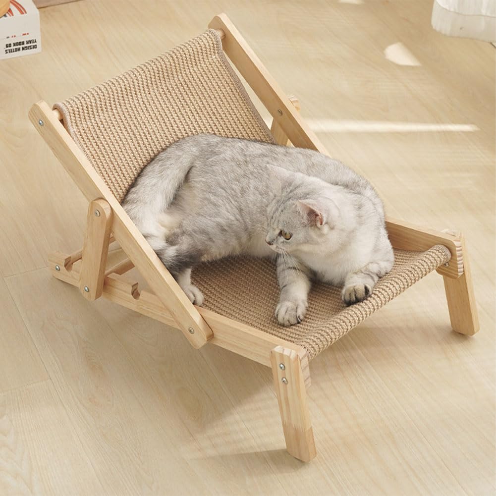 Sedano - Sedia a sdraio per gatti, in sisal, per interni, regolabile, per animali domestici, può contenere fino a 20 kg di peso (cuscinetti di ricambio)