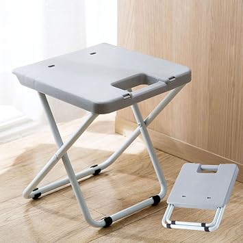 Camping Stool, 10in Tall Folding Stool,1.3lbs Lightweight, Load Capacity to 200lbs, for Travel, Hiking, BBQ, Fishing, Beach Grey