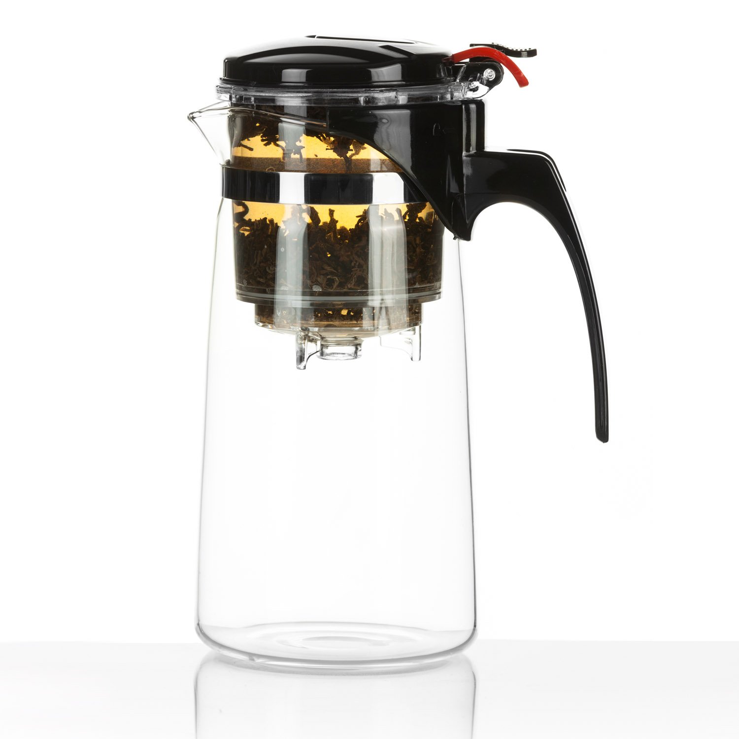 Dimono® professionele theemaker met knop en filterinzet van borosilicaatglas theepot