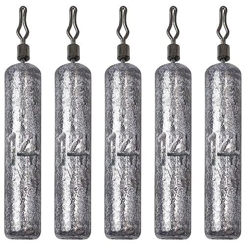MAFIMOEA 10-25 pcs Lead Drop Shot Weights Skinny Pencil Shaped Fishing Sinkers with Barrel Swivels for Drop Shot Rig Fishing Tackle Saltwate Freshwater