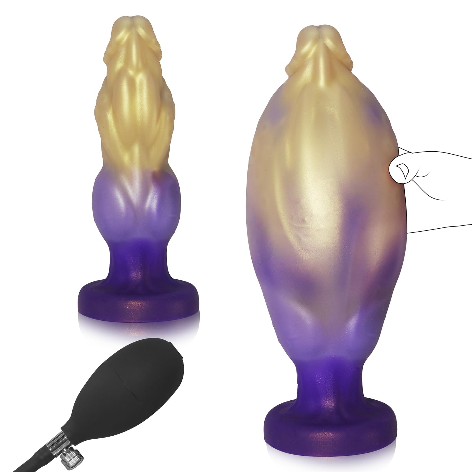 Dildo Gonfiabile Mostruoso 25cm con Spessore Regolabile, Enorme Fantasia Cane Dildo Nodo Spesso Plug Anale, Dildos Anali Cavalli con Ventosa Potente, Giocattoli Sessuali Adulti per Donne Uomini