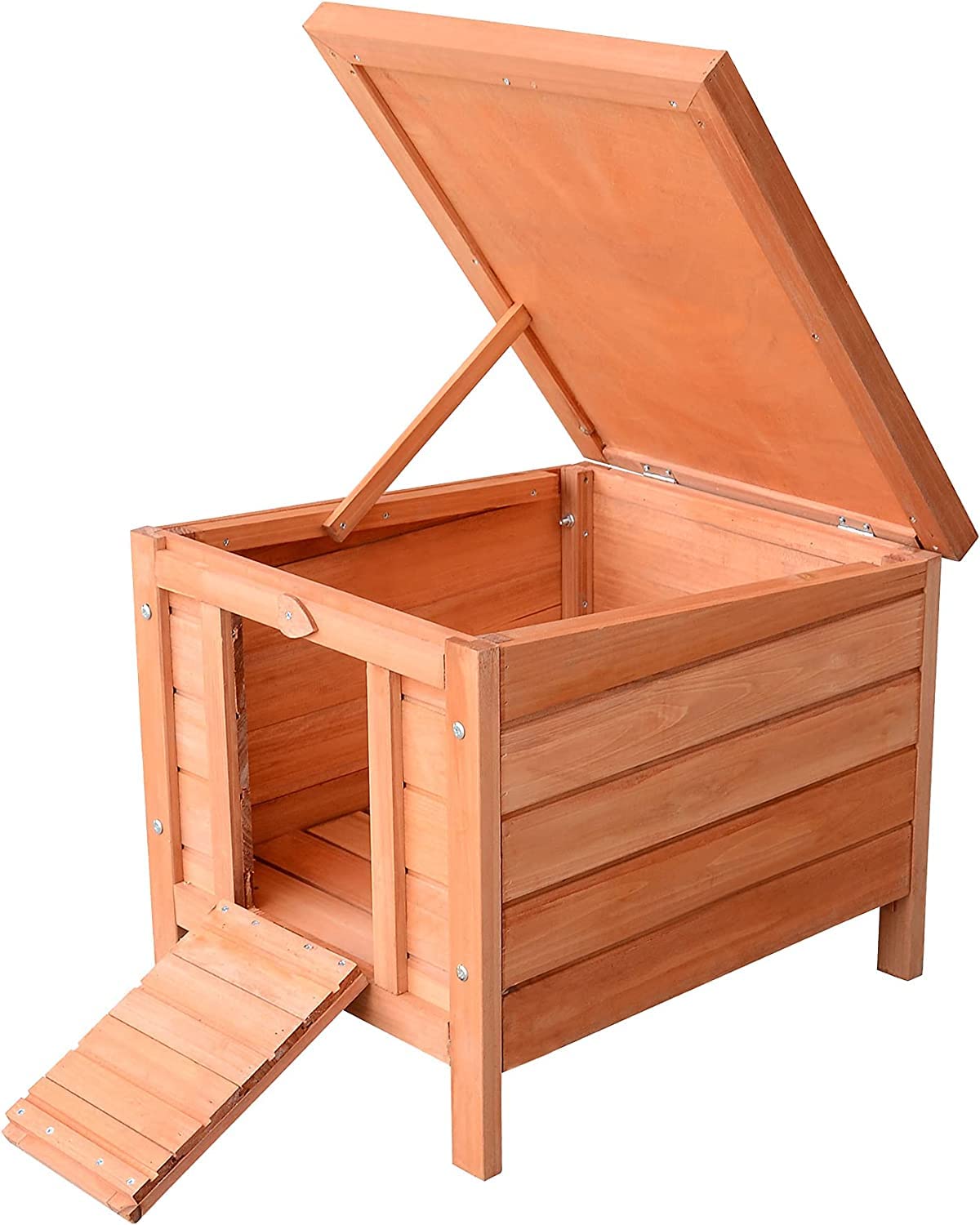 Conejera Madera de Exterior Jaula para Conejo Cobaya Casa para Animal Pequeño 51x42x43cm Caseta Woody (Caseta)
