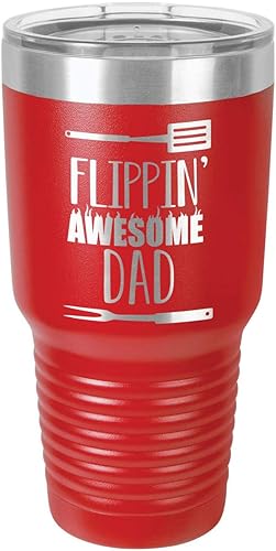 Miniatura 12 de Vaso con pajita de 30 onzas FLIPPIN DAD Taza de viaje grabada con láser con citas para asar Comparar con Yeti Rambler Mejor idea de regalo