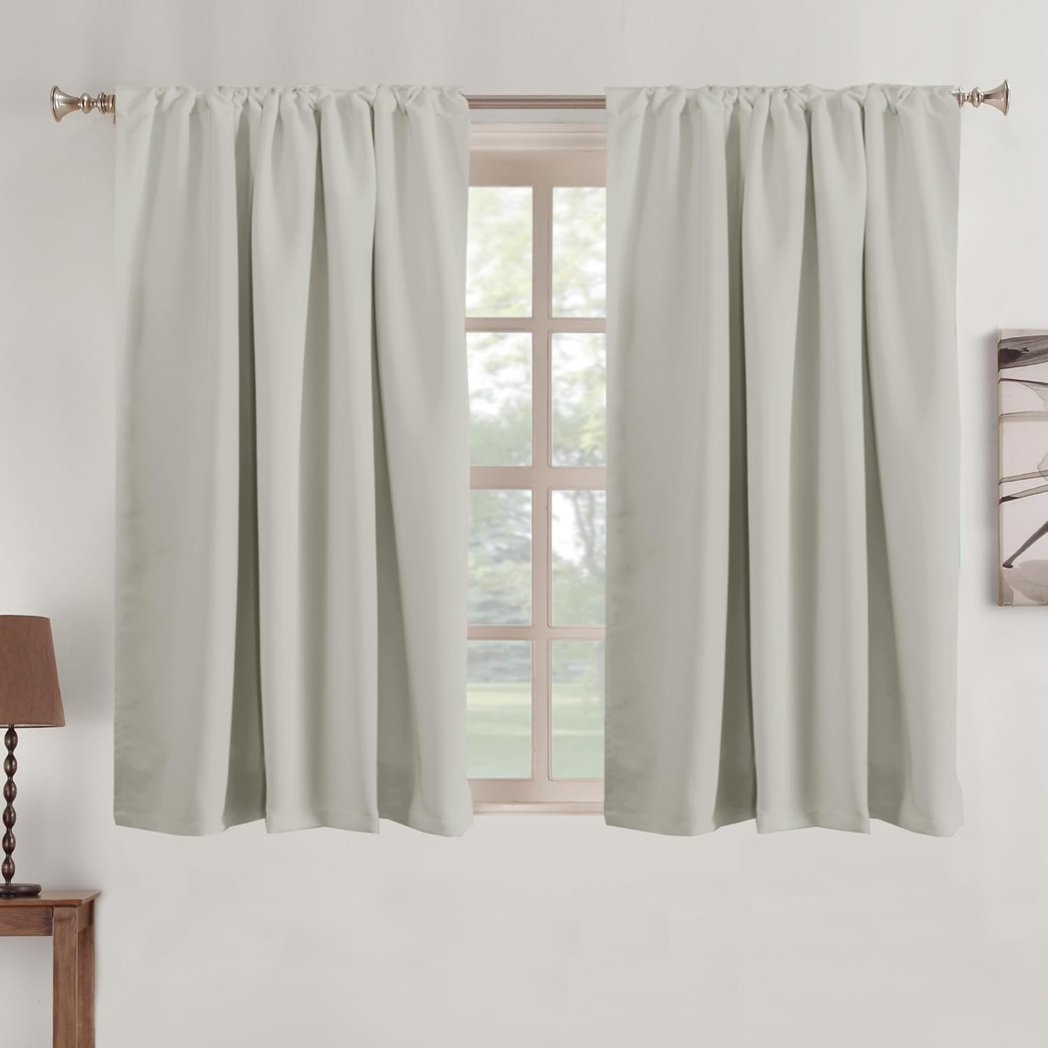 Turquoize Blackout Bedroom Curtains Back Tab Blackout Curtains Thermal Insulated Room Darkening Curtains Rod Pocket Short Curtain Panels for Bedroom & Kitchen, 52inch x 45inch, 2 Panels, Pale Oak 52"W x 45"L (Pack of 2) Pale Oak