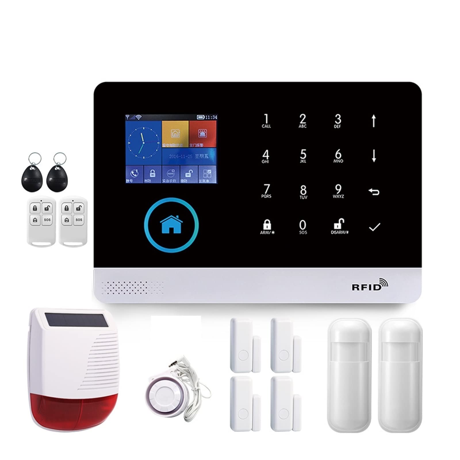 Sistema di allarme di sicurezza, Smart Home Wifi GSM di allarme for casa con sensore movimento Visione notturna sirena wireless IP Camera Tuya(K-103.)