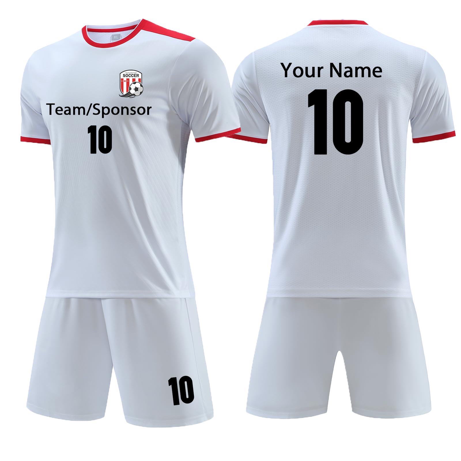 Custom Soccer Jerseys for Kids Youth Personalized Soccer Uniforms for Men Women with Name Team & Number Logo White
