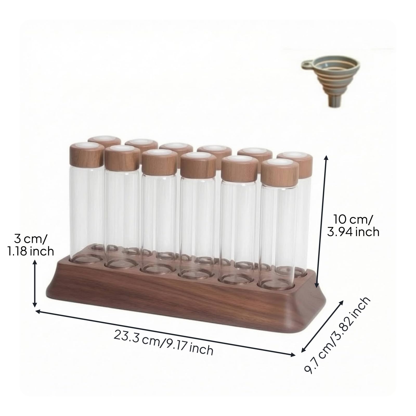 Conteneur de Grains de Café Support Organiseur Présentoir Porte-tubes avec Base Inclinée en Bois et 12 Logements Alignés pour Portions Adapté aux, 10 Cm, style to 3