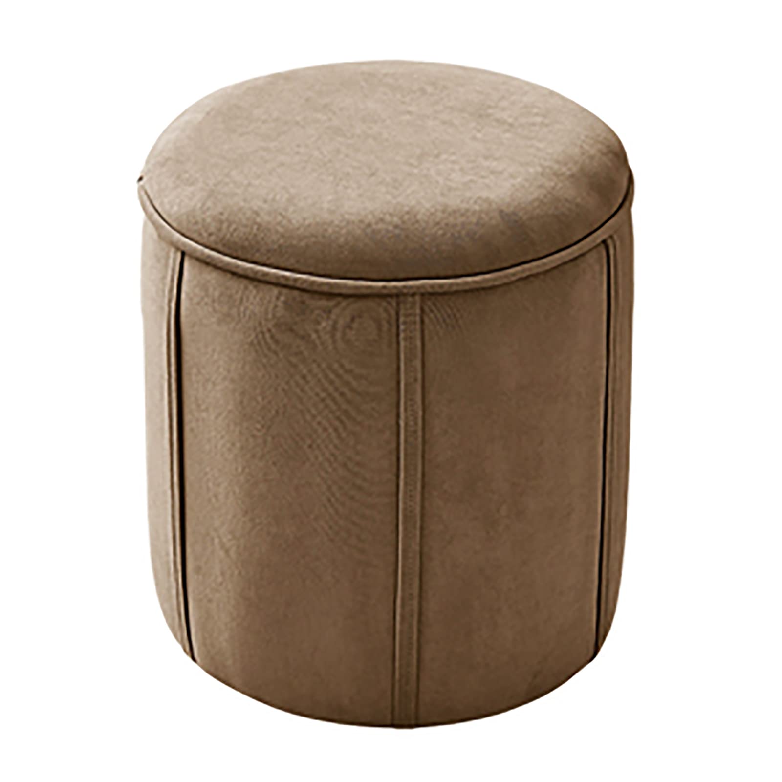 Repose-pieds en velours doux beige avec assise rembourrée et coffre intégré
