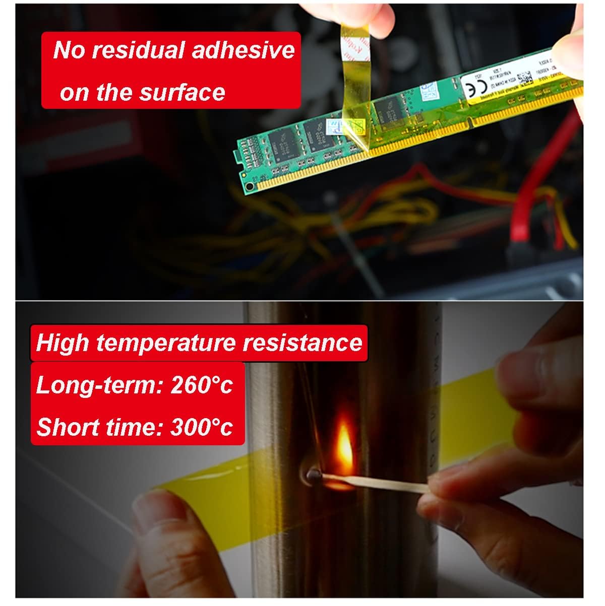 Qrity 1 Pezzi Alta Temperatura Nastro, 12mm x 33m, Nastro Resistente al Calore, Nastro Adesivo ad Alta Temperatura 260-300℃, per Stampanti 3D, Saldatura, Batteria, Copertura