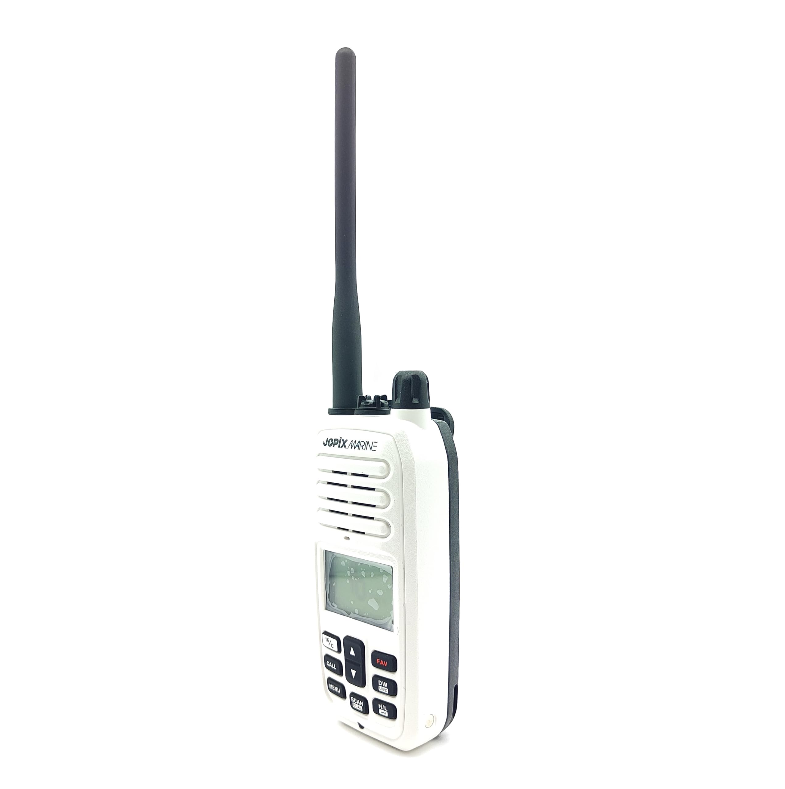 Jopix Marine 616P Blanco Walkie Talkie VHF Marino, Flotante e Impermeable IP67, 5W, 88 Canales