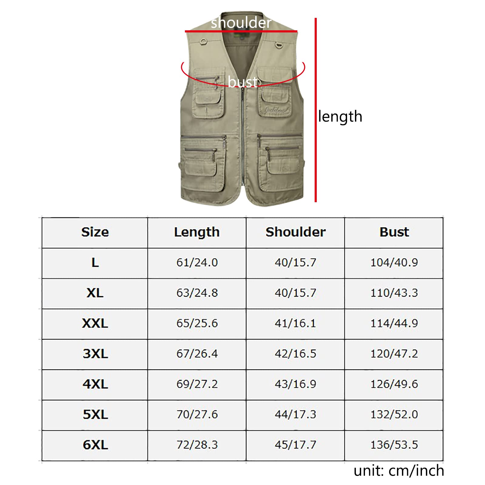 Gilet da Pesca Uomo Multi-Tasca Senza Maniche Giacche da Escursionismo Caccia(Size:l,Color:Blu)