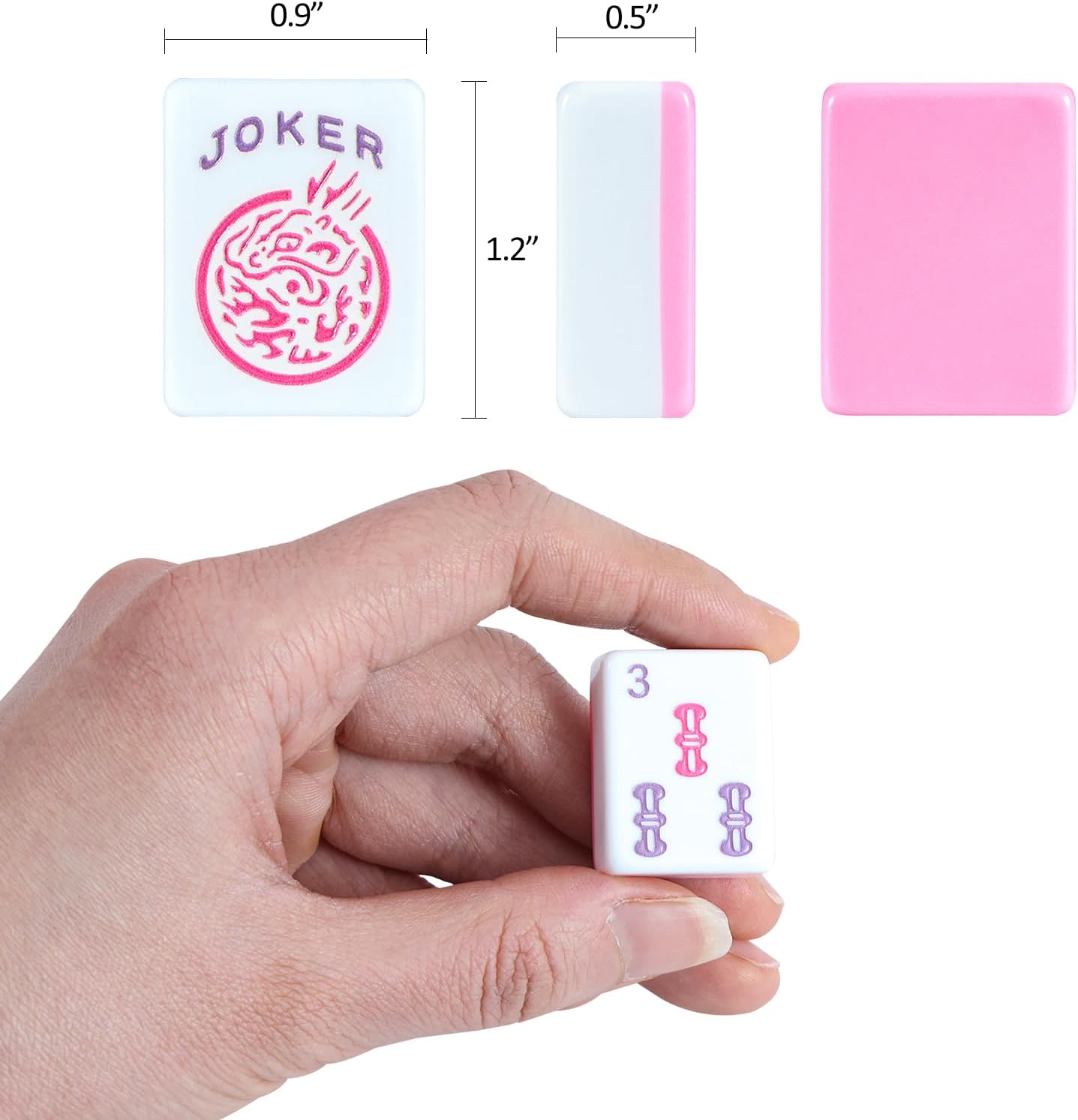 American Mahjong Tile Set, 166 Pink Tiles, 4 All-in-One Mahjong Racks with Pushers, Mahjong Set with Bag for Beginners (Ma Jong, Mah-Jongg) Pink and Purple