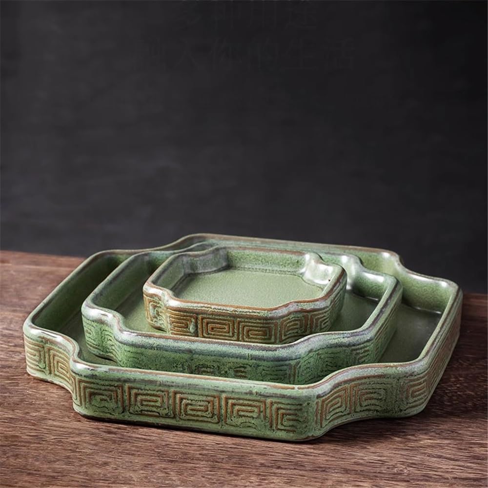Versatile Sottovasi for Piante in Ceramica, Vaso da Fiori Verde, vassoi raccogligocce(M)