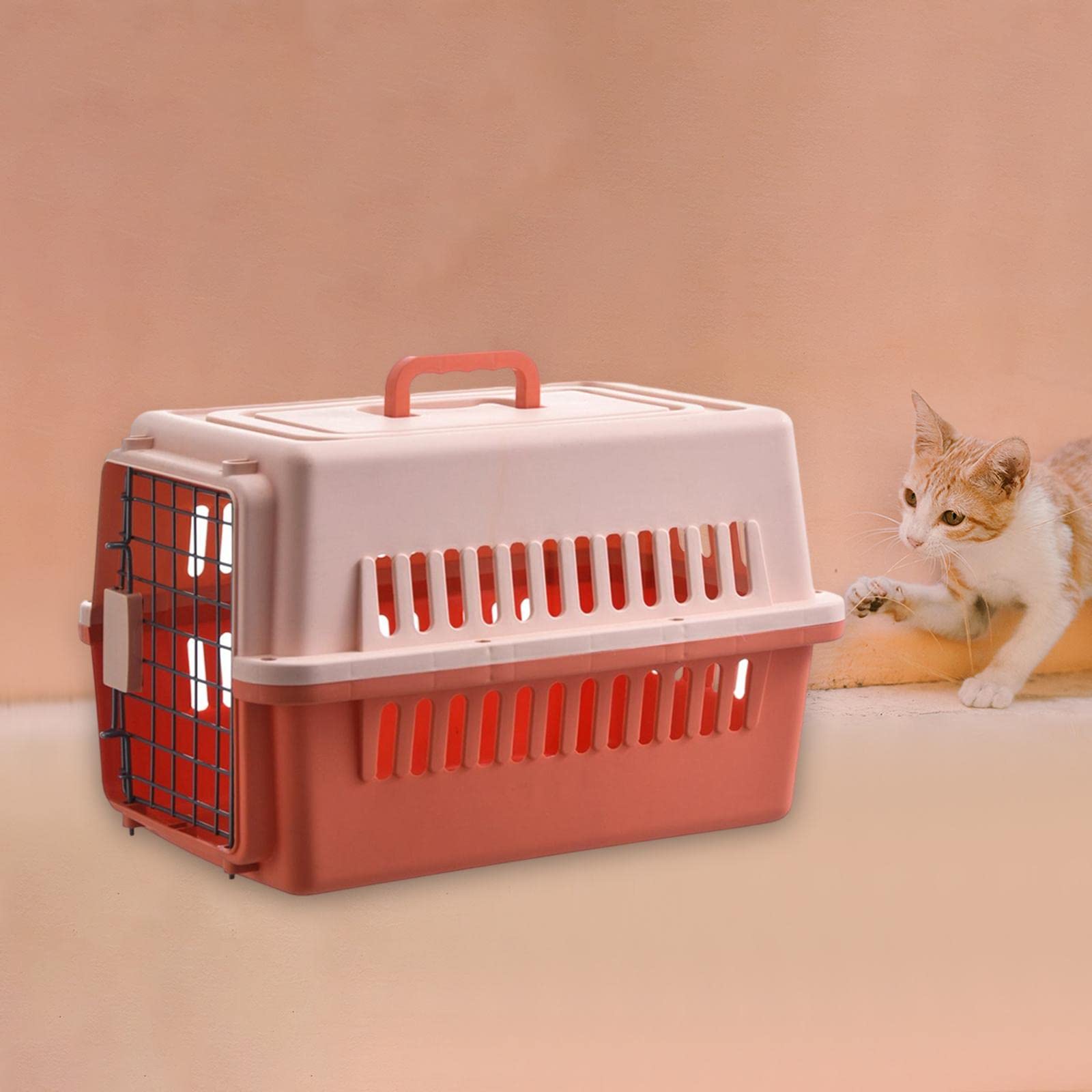 Transportín Portátil para Perros, Organizador de Transporte de Animales, Caja de Suministros para Mascotas, Bolso de Mano, Transportín Rígido para Gat, Naranja