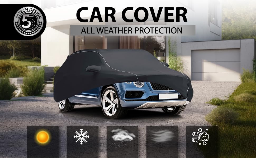 Image of Premium Outdoor Covers for Bentley Bentayga Luxury SUV All Weather Protection UV rain Snow dust Dirt and Other Elements, Real Oxford Material with Cotton Liner (Bentayga - Outdoor)