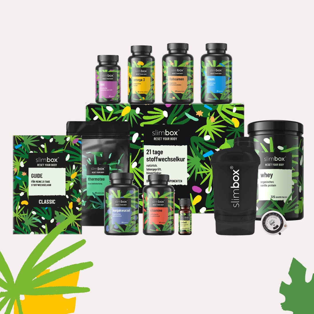 CLASSIC | 21 Tage Stoffwechselkur | Diät Set mit Eiweißpulver Vanille, 100% hormonfreie Saccharose-Globuli, Glucomannan, Flohsamenpulver, Omega-3, Multivitamine, OPC, MSM, Tee uvm.…