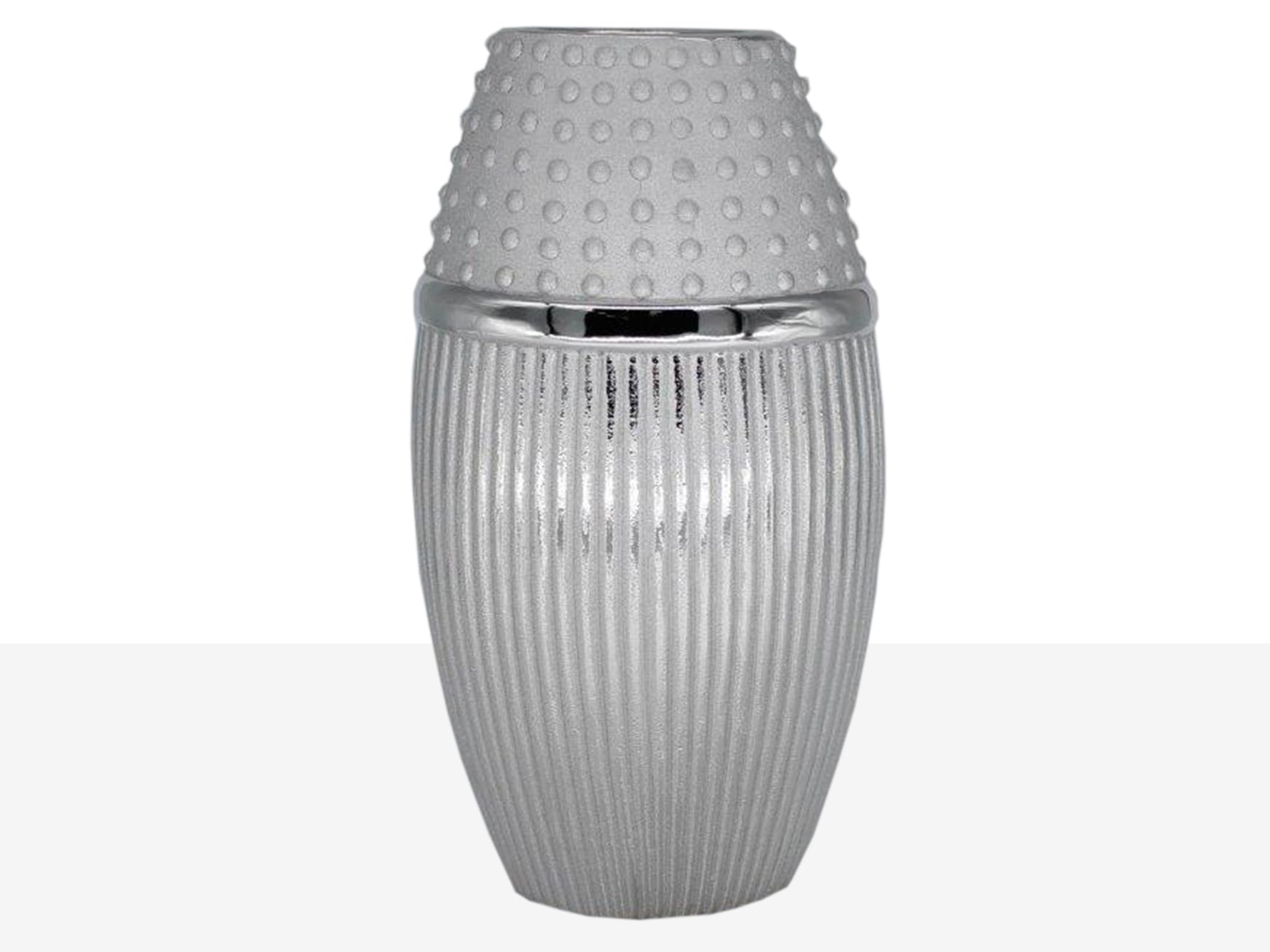 Vase en céramique argentée ovale pour sublimer votre salon contemporain