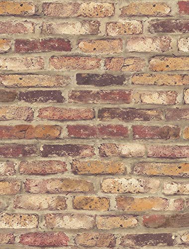 NextWall Faux Rustic Red Brick Peel and Stick Wallpaper