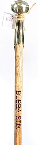 Miniatura 5 de Bastón de caminar estilo Texas hecho de madera dura de Tennessee teñida de caoba y rematado con un mango de jamón de latón de un arnés de collar de