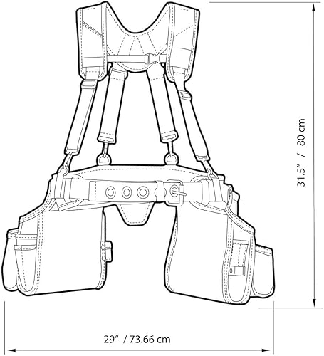 Miniatura 9 de ToughBuilt - Soporte de suspensión Pro Carpenter con bolsillos - Resistente, de lujo, calidad premium, duradero - Tamaño ajustable - (TB-302-6)