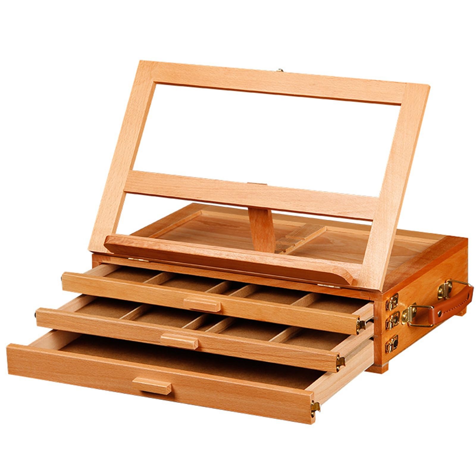 Cavalletto da tavolo in legno per artisti, cavalletto da scrivania, per dipingere o esporre schizzi, 40 x 27 x 13 cm, colore naturale