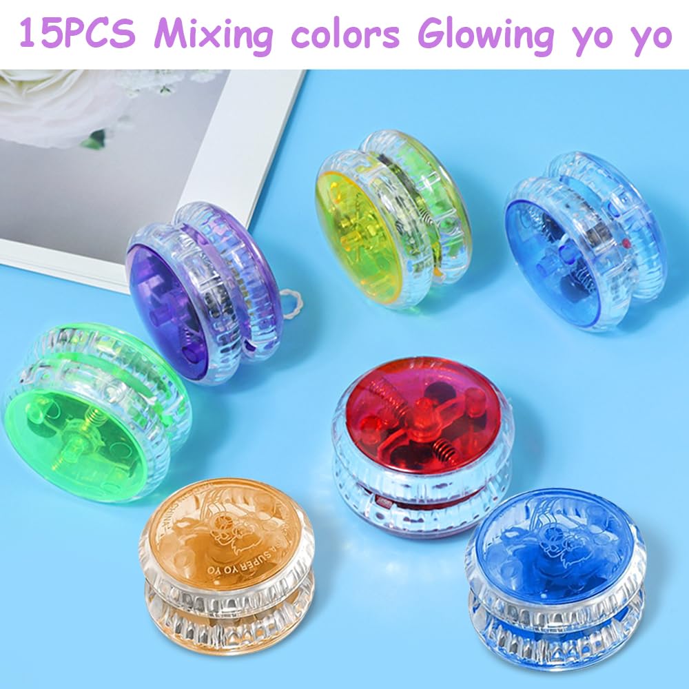 15 Pezzi Giocattoli LED Yoyo Luce, Reattivo Yoyo, Plastica ResponsiveYoyo, Giocattoli Yoyos per Principianti, Yoyos Bambini Gadget Compleanno, per Regali di Compleanno, Feste e Celebrazioni