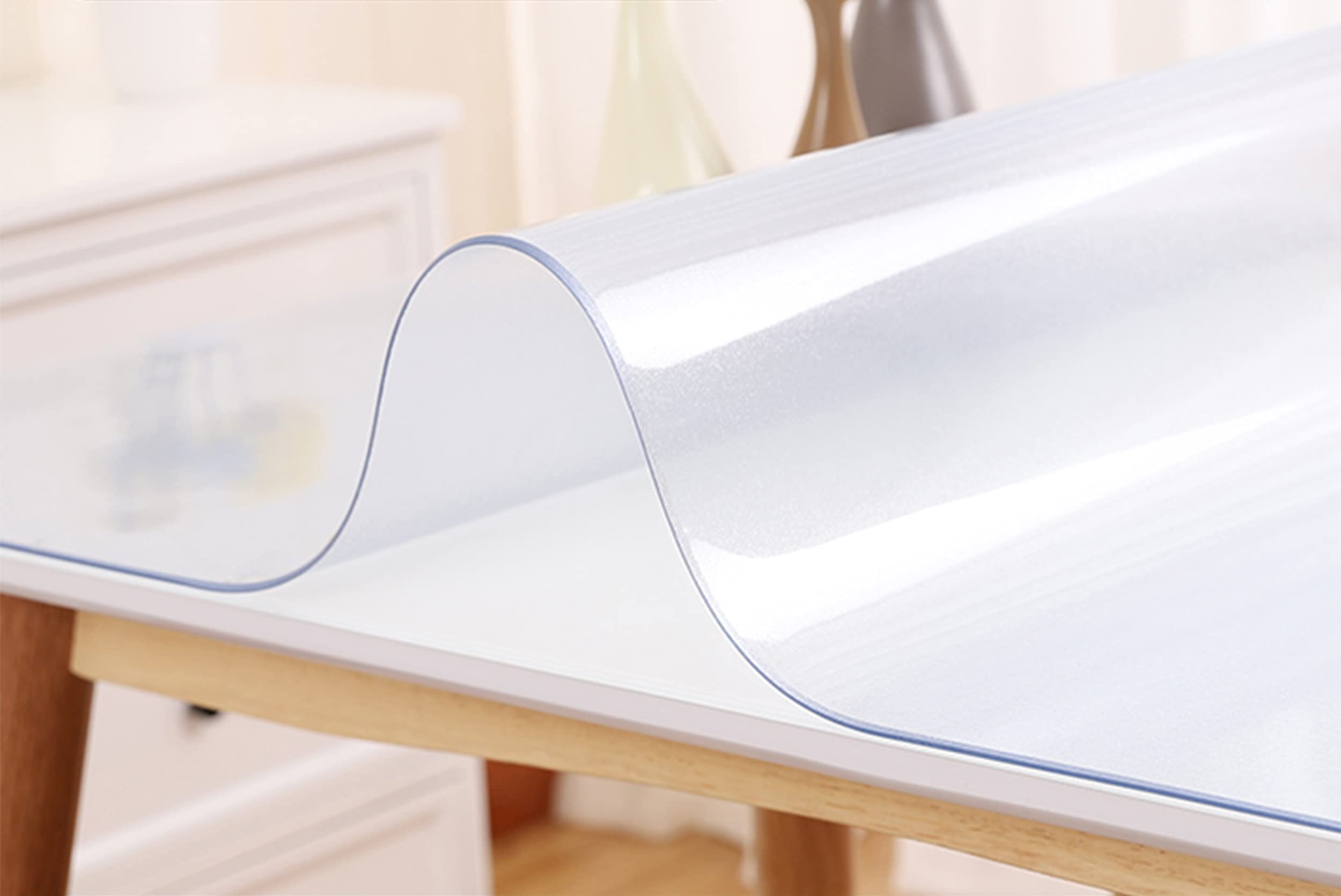 Sous-main de bureau imperméable transparent en PVC antidérapant avec bords arrondis, protection de table résistante à la chaleur, 1,0 mm pour ordinateur portable bureau/maison, 150 x 60 cm, givré