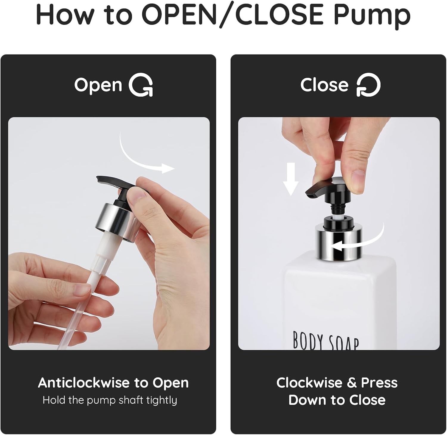 Segbeauty Plastic Shampoo and Conditioner Bottles, Set of 6 Refillable Bathroom Shampoo Dispenser Set, 16.9oz Empty Square Body Wash Dispenser for Shower Bathroom, Liquid Lotion Dispenser for Kitchen - Image 5