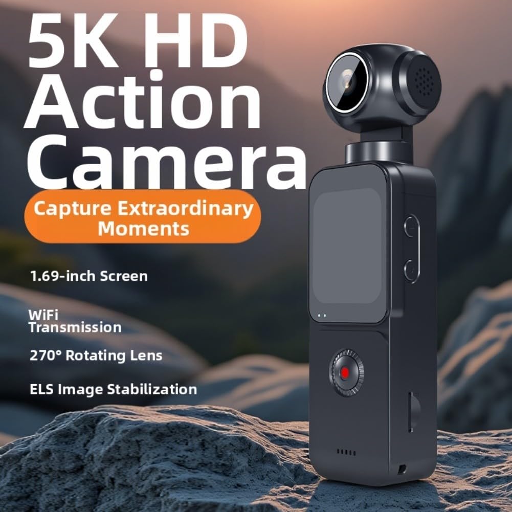 Action Camera 5K con grandangolo a 150° e display da 1,7", videocamera sportiva WiFi da 16 MP per immersioni all'aperto, time-lapse al rallentatore, leggera 84 g (5K singolo aereo)