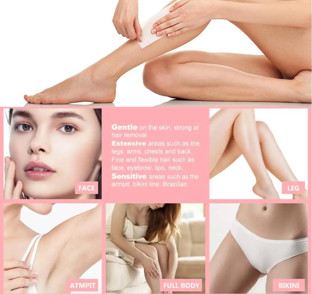 CUVLY Waxing Hair Removal Wax, Waxing Kit, Hair Removal Body Wax - (White Chocolate Wax 600 Gm + 30 Waxing Strips + Knife) 3