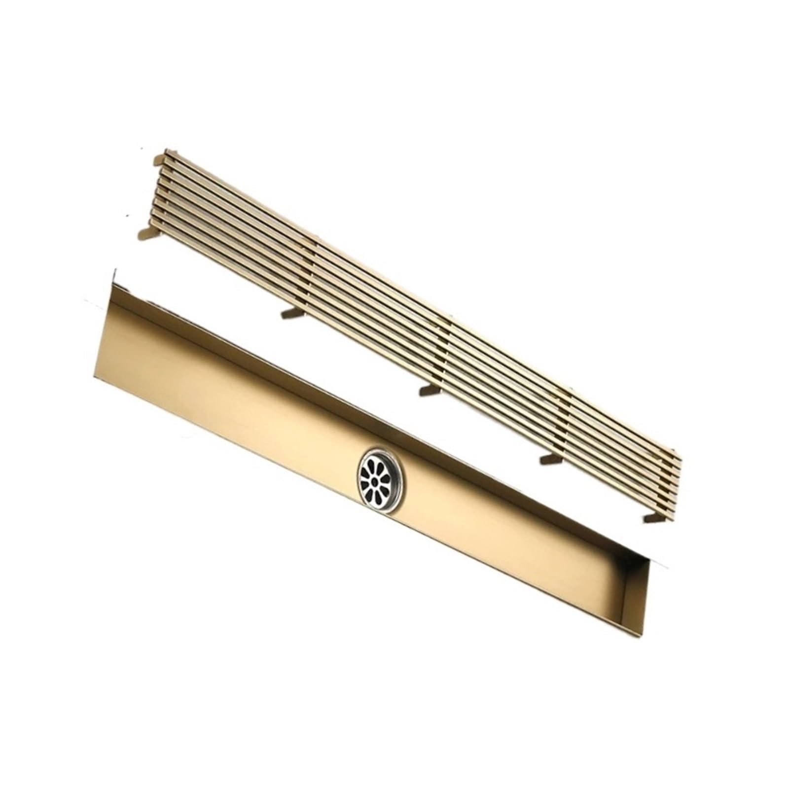 Drenaje De Piso 30-120CM Drenaje De Filtro De Residuos Cuadrado Acero Inoxidable | Desagüe de suelo de oro cepillado, drenaje de filtro de residuos cuadrado de 30-120CM, acero inoxidable(Black-M,1pcs-40cm)