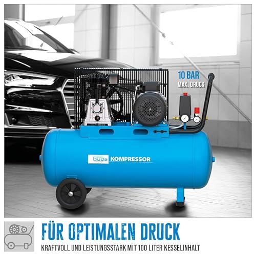 Güde Compressor 580/10/100 H/400 V (3000 W, 100 l ketel, oliegesmeerd 2-cilinderaggregaat, riemaandrijving, max. 10 bar, eff. leverhoeveelheid 400 l/min, drukregelaar, 2 manometer, 2 - Afbeelding 3